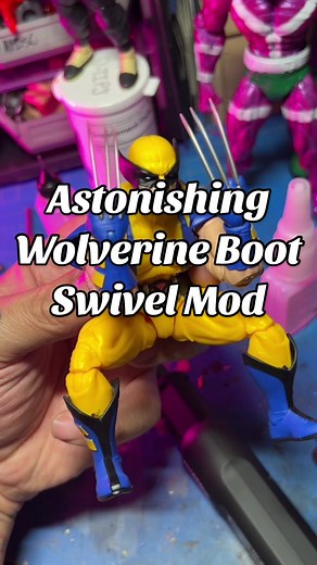 Marvel Legends Astonishing Wolverine Boot Swivel Mod #kitbashcustoms #marvel #marvellegends #toycommunity #customactionfigures #mods #modification #toys #actionfigure #actionfigures