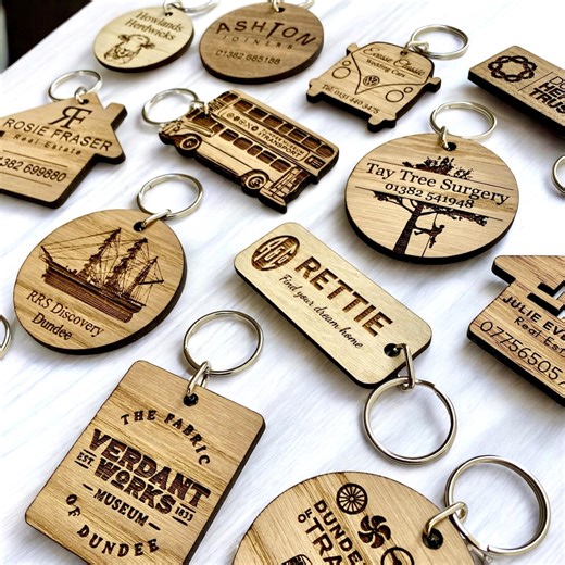 Wooden Keyrings - Custom Size, Logo and Text - for Gift Shops Bulk Promotional Marketing - Etsy