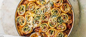 Spinach, mascarpone and ham hock rotolo
