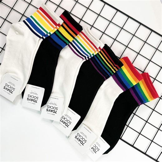 Women's Crew Rainbow Socks – 6 Pair Combed Cotton Crew Set (made in Korea) - Etsy