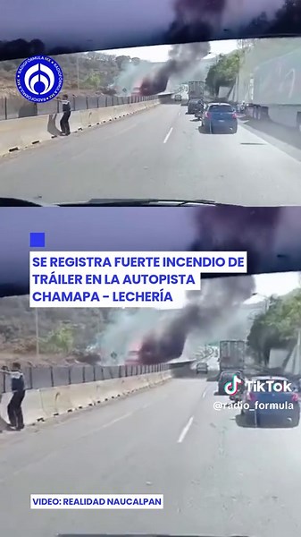 Fuerte incendio consume tráiler: los hechos se registraron en la autopista Chamapa-Lechería, a la altura de Lomas Verdes, y el avance es lento.🚛🔥 #tiktokmehizover #tiktokinforma #virales #noticia