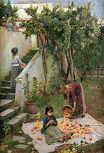 The Orange Gatherers | Waterhouse | Painting Reproduction
