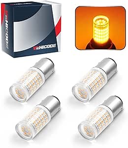 VEHICODE 1157 2057 2357 LED Bulb Amber Yellow Turn Signal Light 1157A 1157NA 2057A 2057NA 2357A 2357NA 7528 198 Dual Filament Super Bright DRL Blinker for Car Motorcycle (4 Pack)
