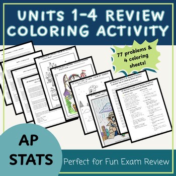 AP Statistics Exam & Test Review Coloring Activity for Units 1–4 from CED