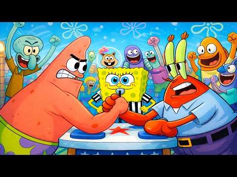 Patrick’s Fierce Arm-Wrestling Battle! 💪🚪 Who Will Take the Win? | Funny SpongeBob Animation