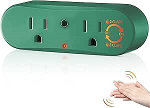 Saillong Clapping Light Control Switch,110V Wireless Wall Outlet with 2 Output Sockets,Turn Electrical On/Off with Clapping Sound Sensor, Clap Light Control for Bedroom Appliance(Green,1 Pcs)