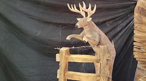 277 reactions · 25 shares | Deer jumping the fence Carved from 1 piece of Pine 30 inches tall A true conversation piece $950 4 artists creation | The WOOD DEN | Facebook