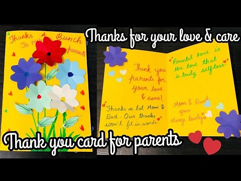 How to make thank you card for parents || simple and easy thank you card || DIY card for mom and dad