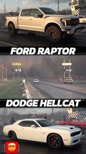 Ford Raptor vs Dodge Hellcat Drag Race! 🏁 #shorts
