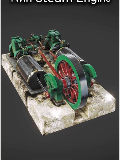Twin Steam Engine Mechanism | 3D Mechanical Animation #TwinSteamEngine #SteamEngine #Mechanical #Engineering #Mechanism #3DAnimation #SolidWorks #MechanicalDesign #Piston #TechTok #LearnOnTikTok #fyp