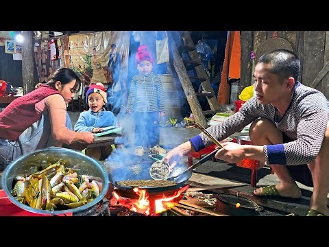 Young Couple Hand-Catching Fish in a Winter Stream & a Cozy FirewoodDinner | Mountain couple