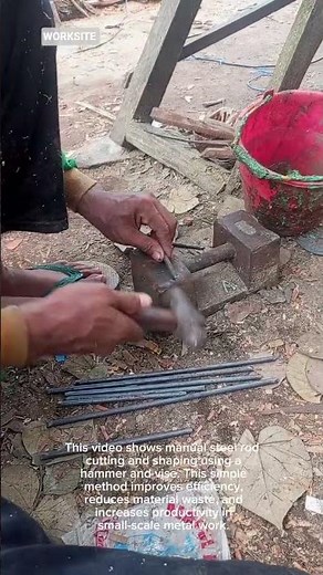 Manual Steel Rod Cutting & Shaping with Hammer | Simple DIY Metal Work