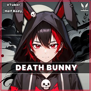 Vtuber - Death Bunny Boy for Vtube Studio as a Cool Black, Red Half Body Vtuber Animal Goth Male Live2d Model - Etsy