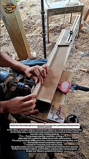 Insane Wood Dowel Drilling Hack on Lathe! Satisfying Precision #woodworking #lathe #DIY