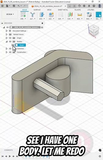 Fusion 360: Combine Tool #3dprinting #fusion360tutorial #fusion360