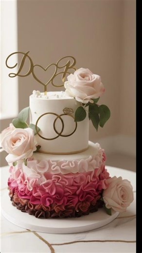 Engagement Cake Decor | How to make fondant frill on cream cake | Cake decor tutorial #cakedecorate