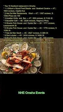 Top 10 Seafood restaurant in Omaha:\r 1. J. Gilbert's Wood-Fired Steaks & Seafood Omaha — 4.7★ (1604