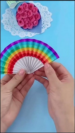 How to Make a Rainbow Origami Paper Fan 🌈 | Easy DIY Craft for All Ages!