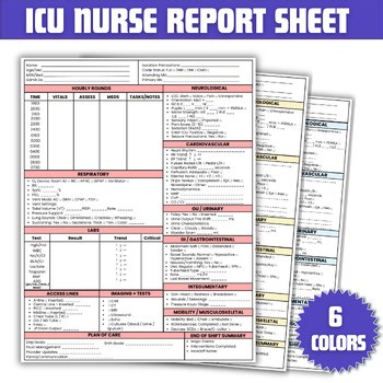 ICU Nurse Report Sheet & Hourly Rounds Templates | Critical Care PDF