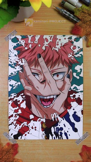 Drawing Yuji Itadori and Sukuna from Jujutsu Kaisen - Coffee Art