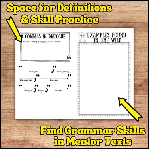 Comma Rules Notes Booklet, Print & Digital Graphic Organizer Worksheets for 3-6