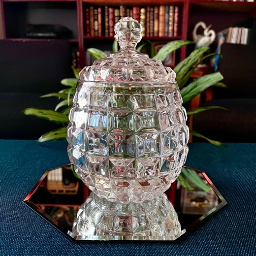 Antique Early American Pattern Glass Lidded Biscuit Barrel - Block Pattern #331 - Duncan & Miller (1889) - Etsy