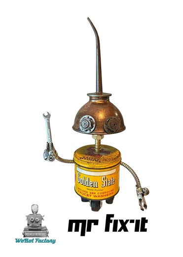 Mr Fix-it - the Wobot Robot - Handmade Robot - Steampunk Assemblage - Found Object Robot - Steampunk Gift - Handyman Gift - Etsy
