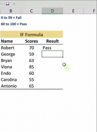 How to add Add Pass or Fail in Microsoft Excel