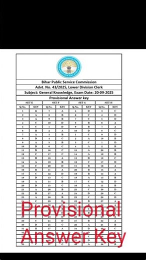 LDC Bharti 2025 Provisional Answer Key #bpsc