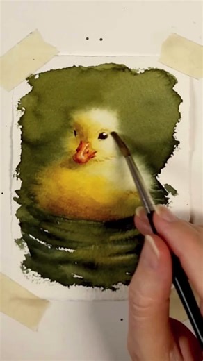 Just because it’s fun playing around with a puddle of water and pigment and seeing if you can make it do something at all similar to what you had in mind😉 Colours used: Indian yellow, indigo and transparent orange. A few touches of opaque titanium white at the end. #watercolor #cutepainting #arttiktok #easterart #aquarellepainting