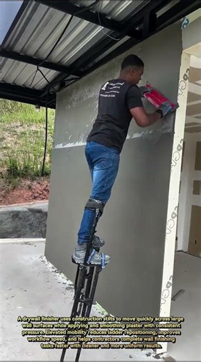 Drywall Finishing on Stilts Looks Absolutely Unreal!