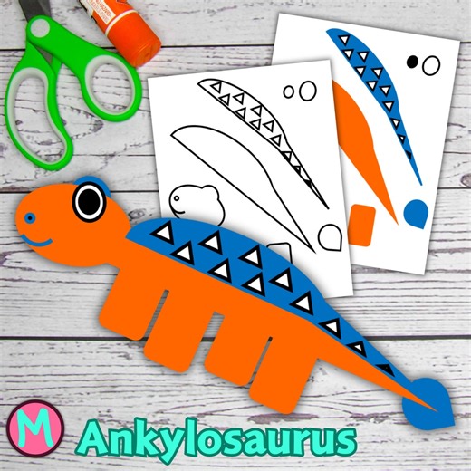 Dinosaur Craft Template, Ankylosaurus Cut and Glue Paper Craft for Kids (PDF) - Etsy