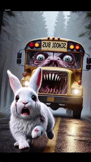 Rabbit Faces School Bus Monster in Animated Adventure