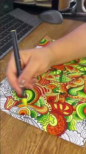 Vibrant Abstract Coloring | Orange & Green Paisley Pattern | Relaxing Art Process