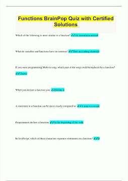 Functions BrainPop Quiz with Certified Solutions768