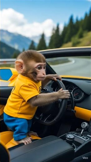 Monkey driving 🚗#monkey #car #driving #ytshorts #funny #comedy #cartoon #ai #aishorts #aivideo