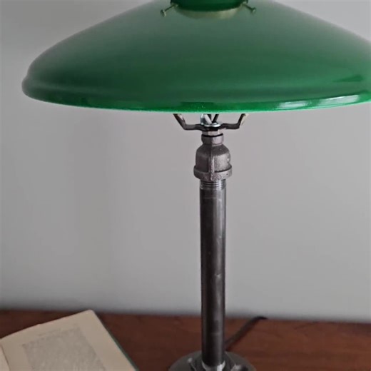 Industrial Table Lamp: Vintage Style Green Porcelain Shade - Etsy
