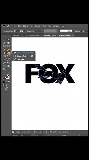 Easy FOX logo tutorial Adobe Illustrator #designtutorial #logodesign #shorts