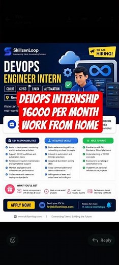 DevOps Engineer Intern Hiring 2026 | Remote Internship | ₹15,900 Stipend | Freshers Apply
