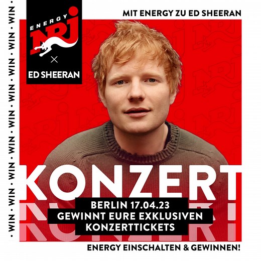 🔥 ENERGY bringt dich zum Konzert von Ed Sheeran! Der ENERGY Superstar kommt am 17. April 2023 nach Berlin in den kuscheligen Admiralspalast. Erlebe Ed Sheeran live & hautnah in einer außergewöhnlich kleinen Location! 😍🤩 🍀 Klick energy.de und verrate uns, warum du unbedingt zu dem Konzert willst! | Radio ENERGY