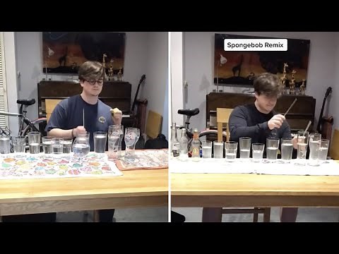 Ce génie reproduit les musiques avec des verres remplis d’eau