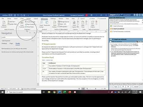 JasperActive Word 2019 Lesson 8: Using Footnotes and Endnotes
