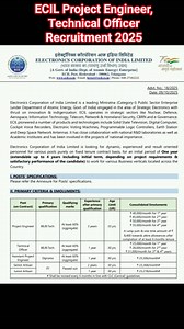 ECIL Project Engineer, Technical Officer Recruitment 2025 #engineer | Government Jobs