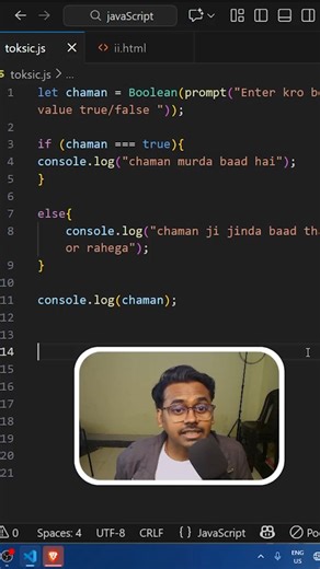 Gravity Coding on Instagram: "Think you know Booleans? Think again! 🧠💻 Most developers fail this simple JavaScript "Truthiness" test because of how the engine handles types. In this video, we take a list of tricky values—including the infamous "0" and empty arrays—and run them through a logic gate to see what actually prints to the console. The Challenge: Can you guess which values are considered truthy before the code runs? What we cover: ✅ Logic with if...else ✅ Truthy vs. Falsy values ✅ Jav
