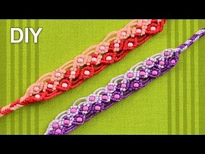Two Color Macrame Bracelet with Beads / Tutorial