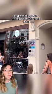 1.8M views · 93K reactions | Anyone walking past this balcony in Poland risks getting hit with a tennis ball… but no one seems to mind. That’s because the culprit is an extremely playful pup who’s turned the sidewalk into a game of fetch, and pedestrians are happily playing along.  fitwero / ona.clay.ring #dog #dogs #balconydog #fetchtime #dogsbeingcute #cutedogalert #puppylove #goodnews | That Good News Girl | Facebook
