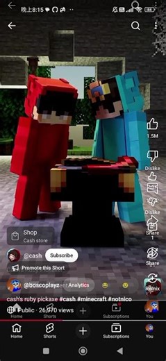 cash's ruby pickaxe #cash#nico#minecraft