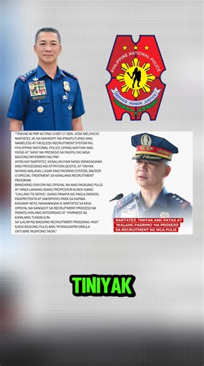 2.7K views · 40 reactions | PNP CHIEF GEN.JOSE MELENCIO NARTATEZ JR.MAHIGPIT NA IPINATUTUPAD ANG NAMELESS AT FACELESS RECRUITMENT SYSTEM SA PAGPILI NG MGA BAGONG MIYEMBRO NG PHILIPPINE NATIONAL POLICE. | Latigo News TV | Facebook