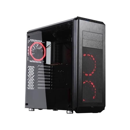DIYPC Vanguard-V6-RGB Dual USB3.0 Steel Tempered Glass with ATX Mid Tower Gaming Computer Case with Tempered Glass Panel & Pre-Installed 3 x RGB LED Dual Ring Fans, Black - Walmart.ca