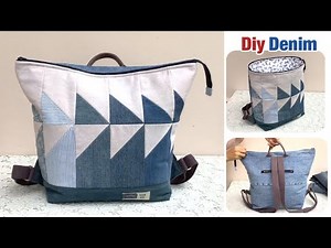 how to sew denim backpack tutorial from scrap old jeans , school bag patterns from scrap old jeans